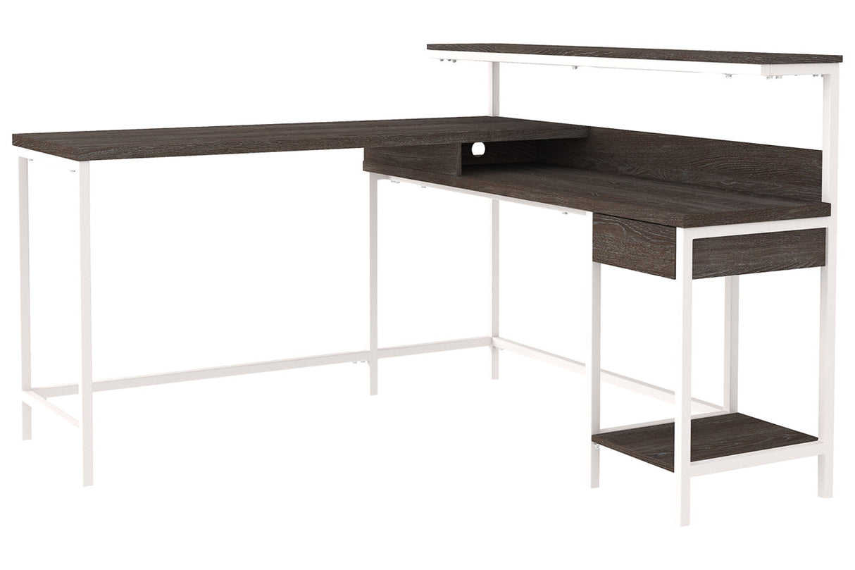 Dorrinson Two-tone Home Office L-Desk with Storage from Ashley - Luna Furniture