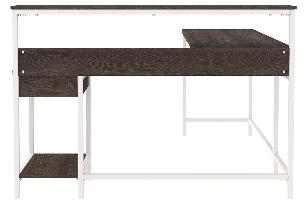 Dorrinson Two-tone Home Office L-Desk with Storage from Ashley - Luna Furniture