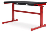 Lynxtyn Red/Black Adjustable Height Home Office Desk -  Ashley - Luna Furniture