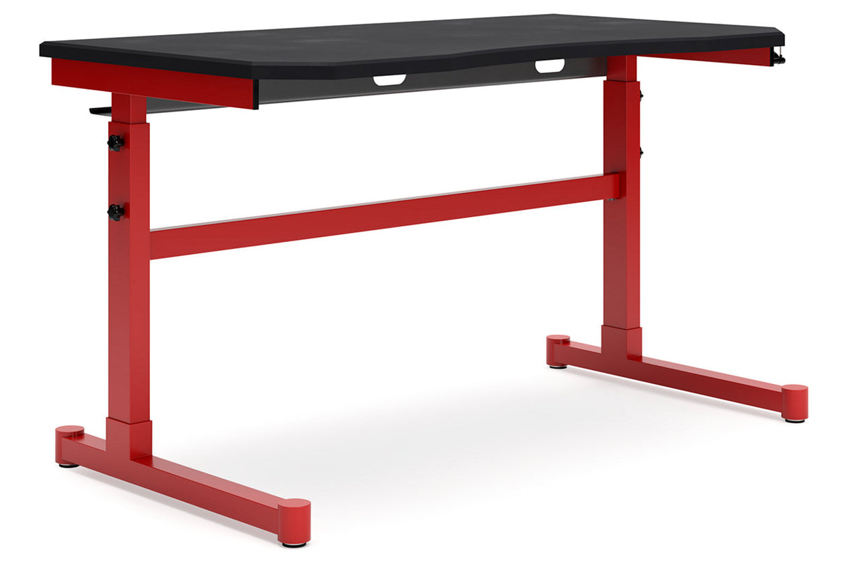 Lynxtyn Red/Black Adjustable Height Home Office Desk -  Ashley - Luna Furniture