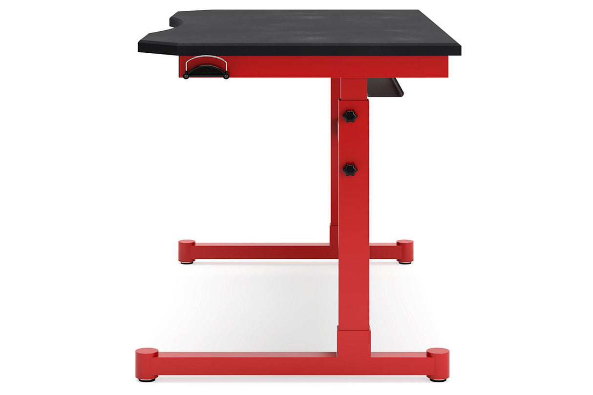 Lynxtyn Red/Black Adjustable Height Home Office Desk -  Ashley - Luna Furniture