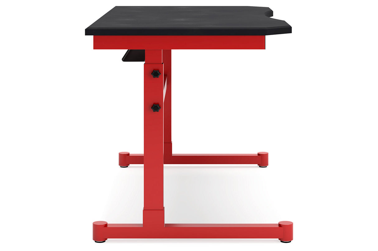 Lynxtyn Red/Black Adjustable Height Home Office Desk -  Ashley - Luna Furniture