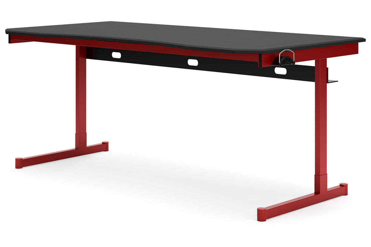 Lynxtyn Red/Black Home Office Desk -  Ashley - Luna Furniture