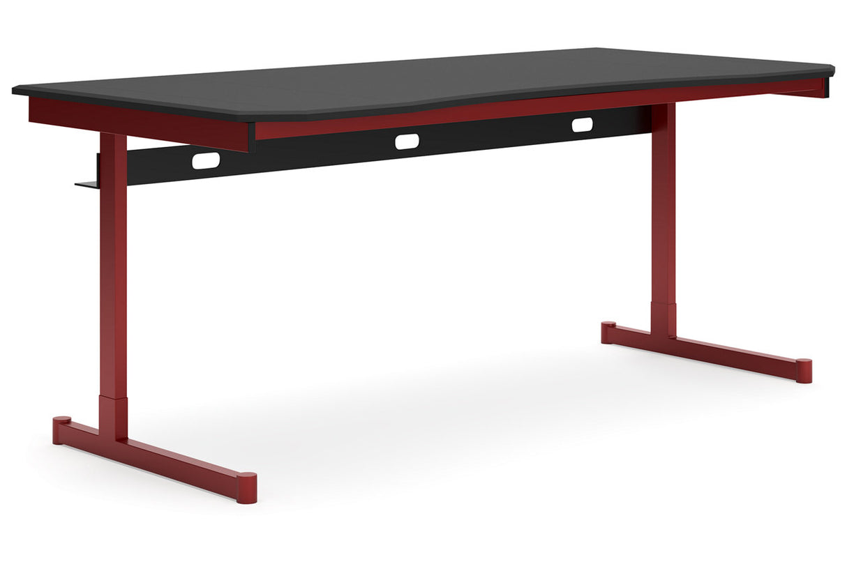 Lynxtyn Red/Black Home Office Desk -  Ashley - Luna Furniture