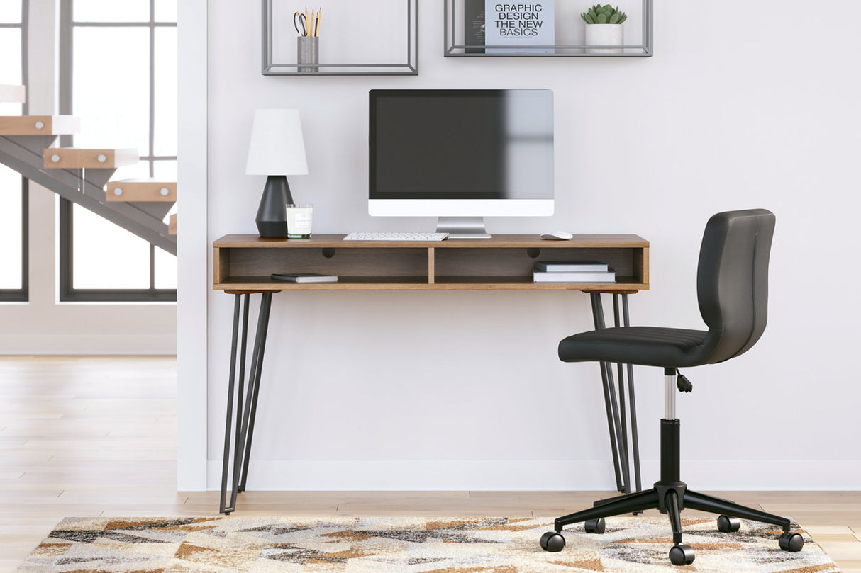 Strumford Brown/Black Home Office Desk -  Ashley - Luna Furniture