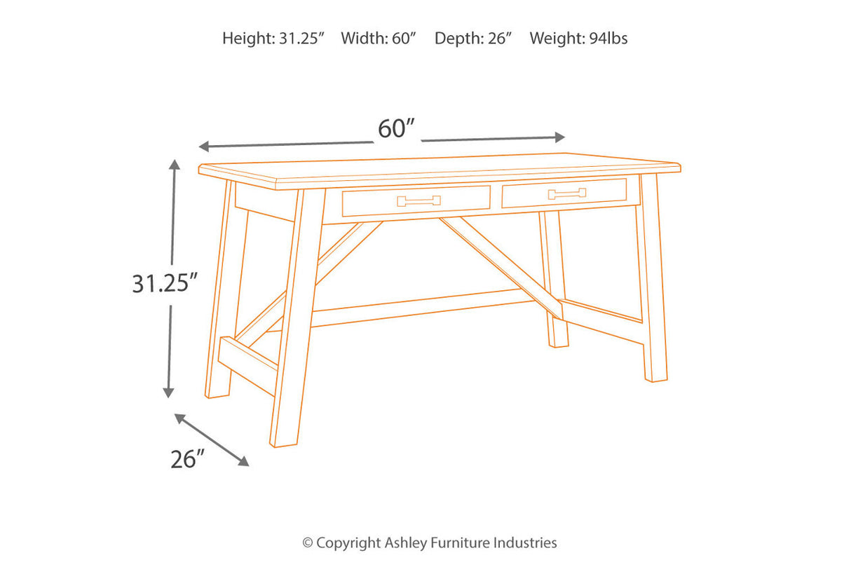 Baldridge Rustic Brown Home Office Desk from Ashley - Luna Furniture