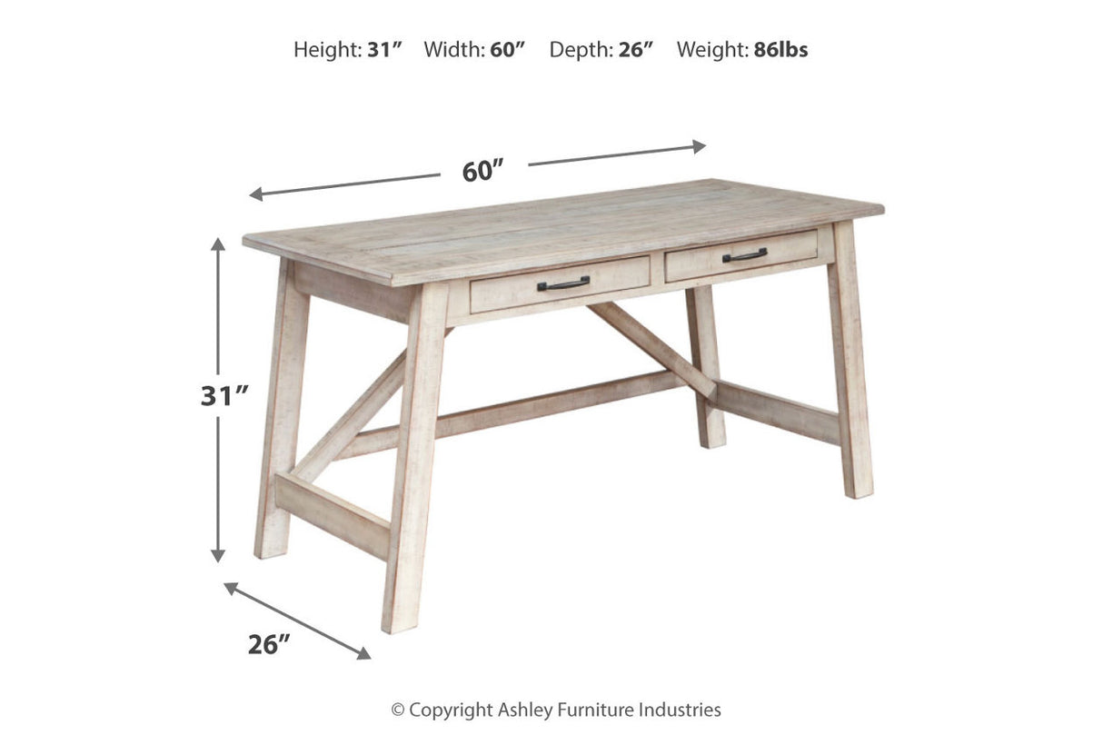 Carynhurst Whitewash 60" Home Office Desk from Ashley - Luna Furniture