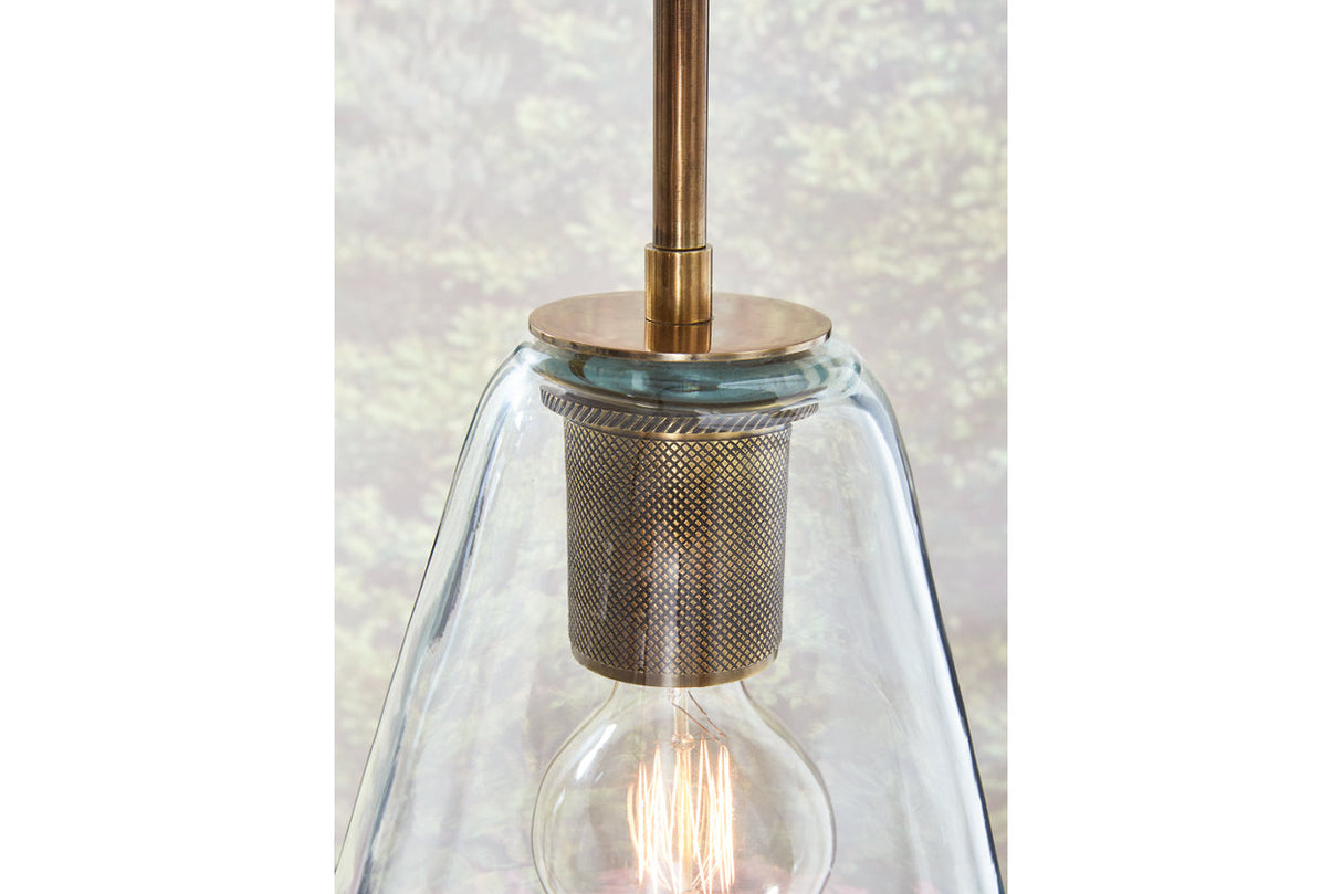 Collbrook Clear/Brass Pendant Light from Ashley - Luna Furniture