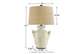 Emelda Cream Table Lamp -  - Luna Furniture