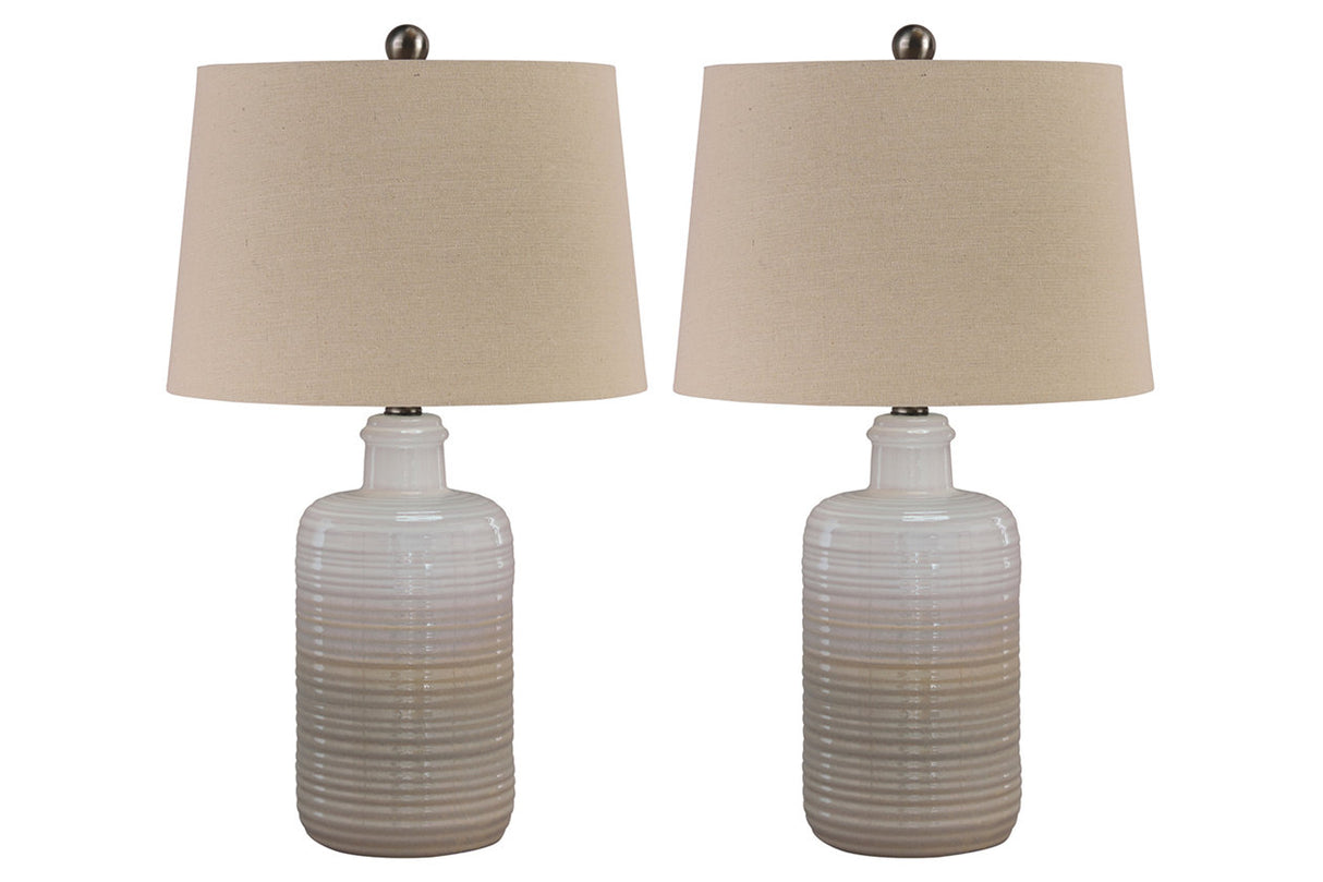 Marnina Taupe Table Lamp, Set of 2 -  - Luna Furniture