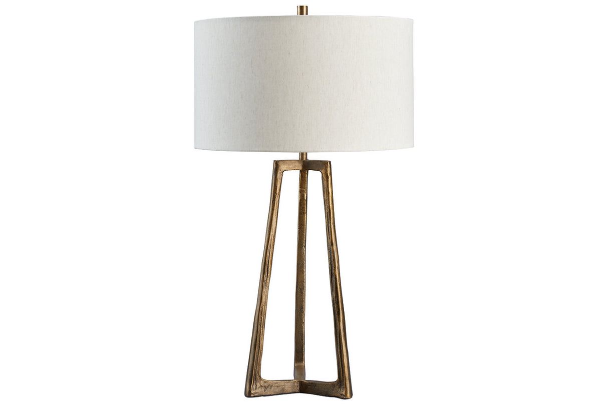 Wynlett Antique Brass Finish Table Lamp -  Ashley - Luna Furniture