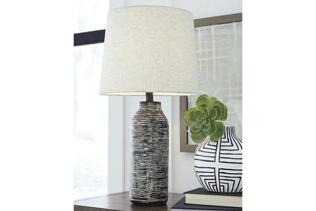 Mahima Black/White Table Lamp from Ashley - Luna Furniture