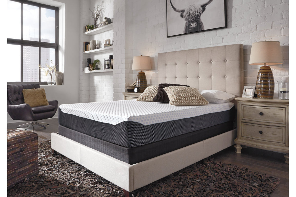 10 Inch Chime Elite White/Blue Queen Memory Foam Mattress in a box from Ashley - Luna Furniture