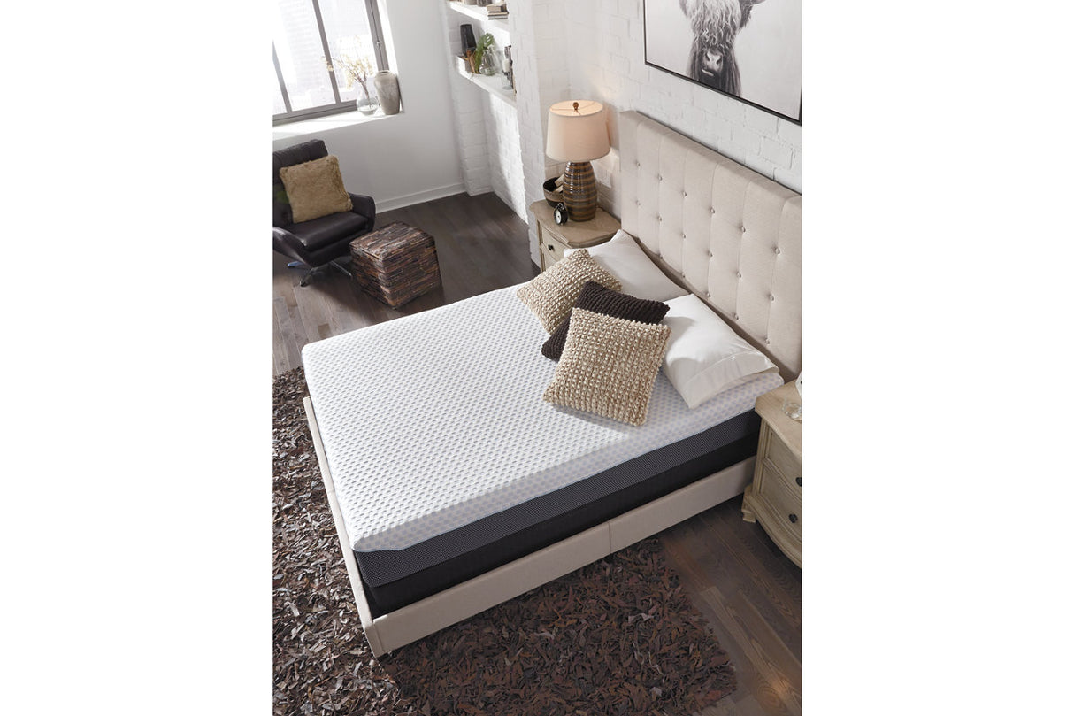 10 Inch Chime Elite White/Blue Queen Memory Foam Mattress in a box from Ashley - Luna Furniture