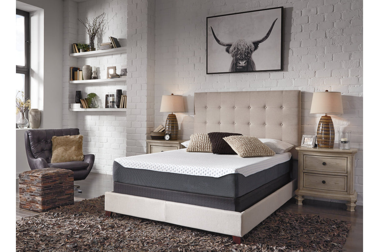 10 Inch Chime Elite White/Blue Queen Memory Foam Mattress in a box from Ashley - Luna Furniture