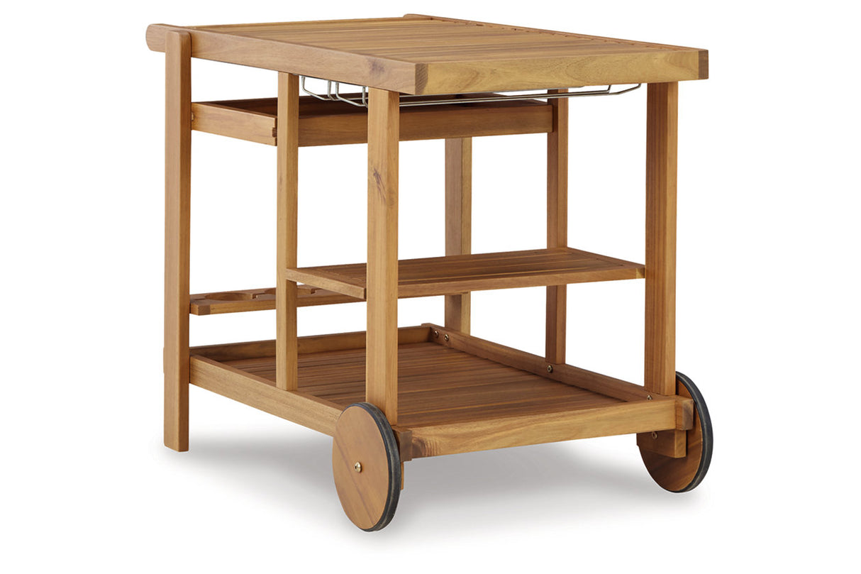 Kailani Light Brown Serving Cart -  Ashley - Luna Furniture