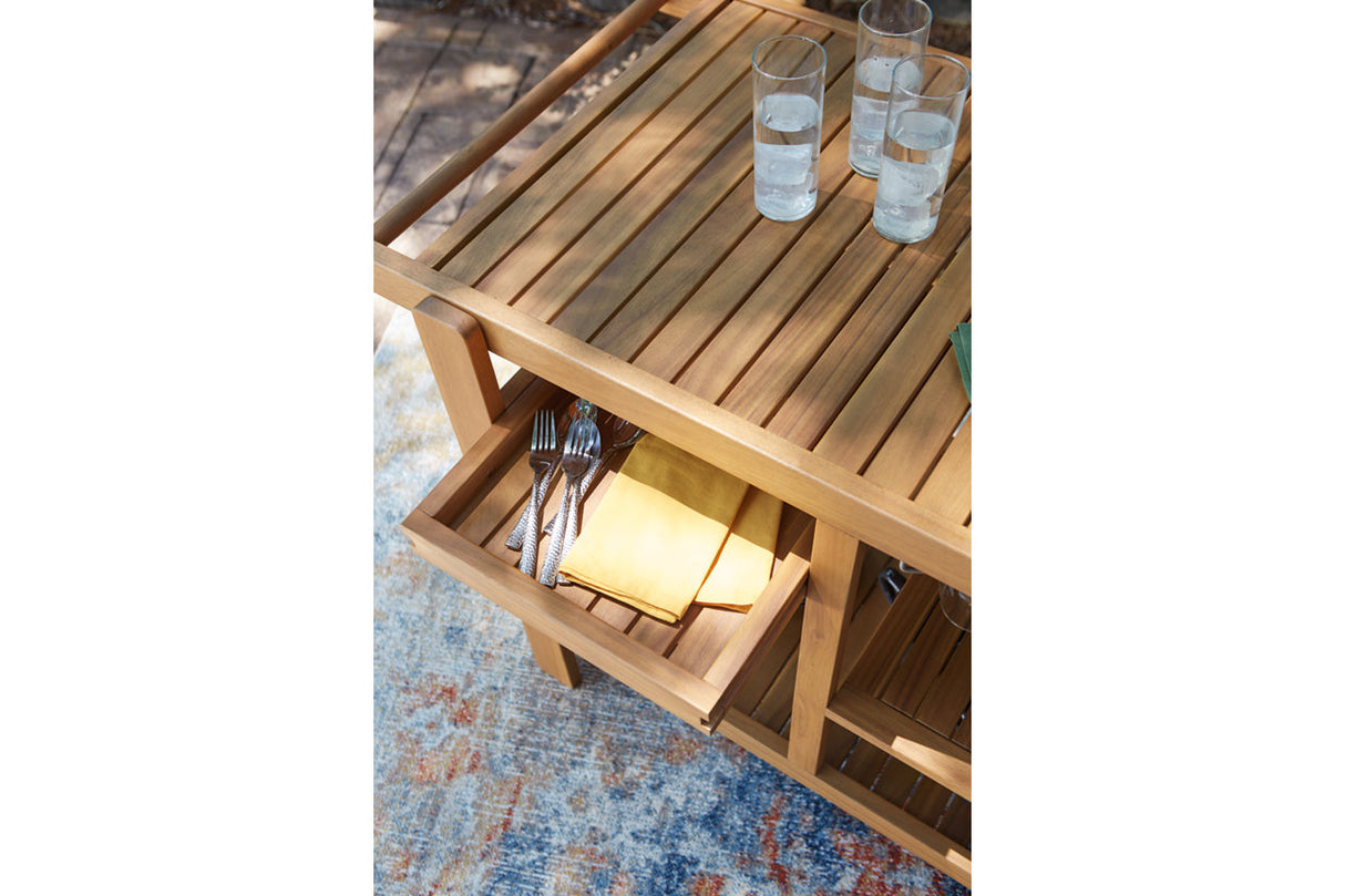 Kailani Light Brown Serving Cart -  Ashley - Luna Furniture