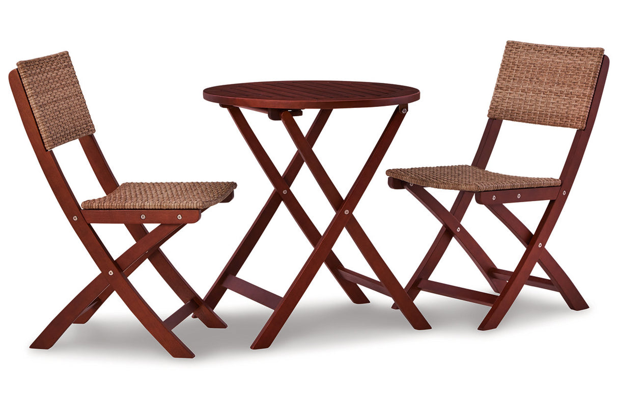 Safari Peak Brown Outdoor Table and Chairs -  Ashley - Luna Furniture