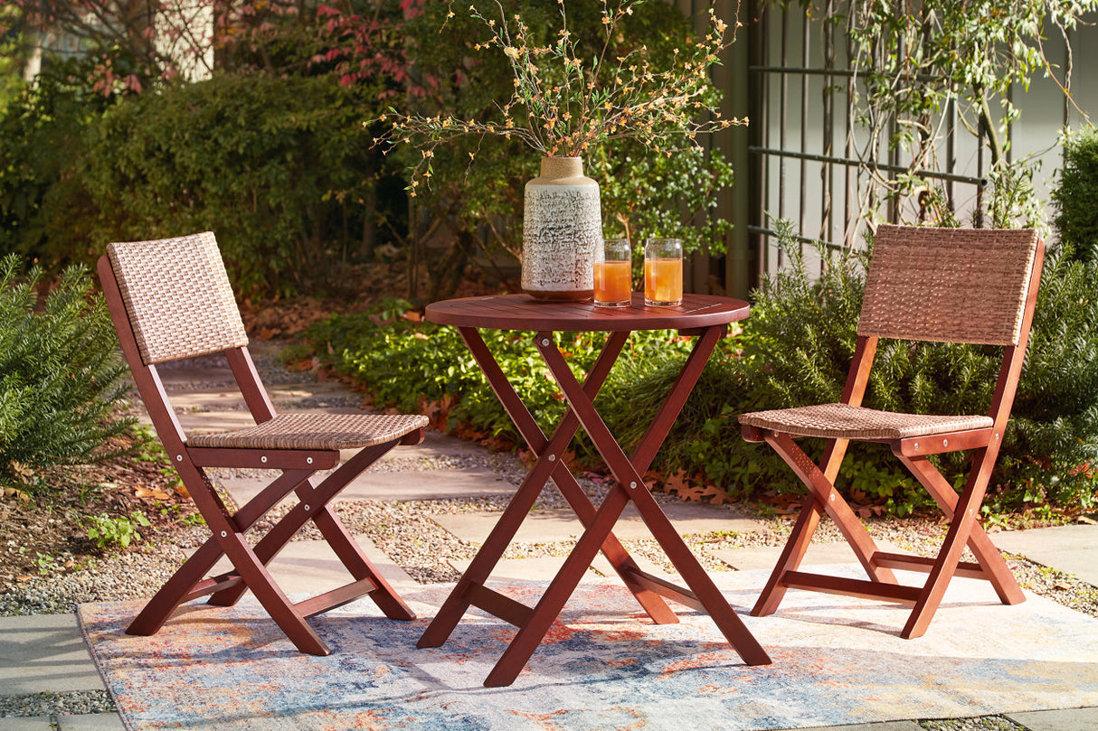 Safari Peak Brown Outdoor Table and Chairs -  Ashley - Luna Furniture