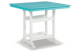 Eisely Turquoise/White Outdoor Counter Height Dining Table -  Ashley - Luna Furniture