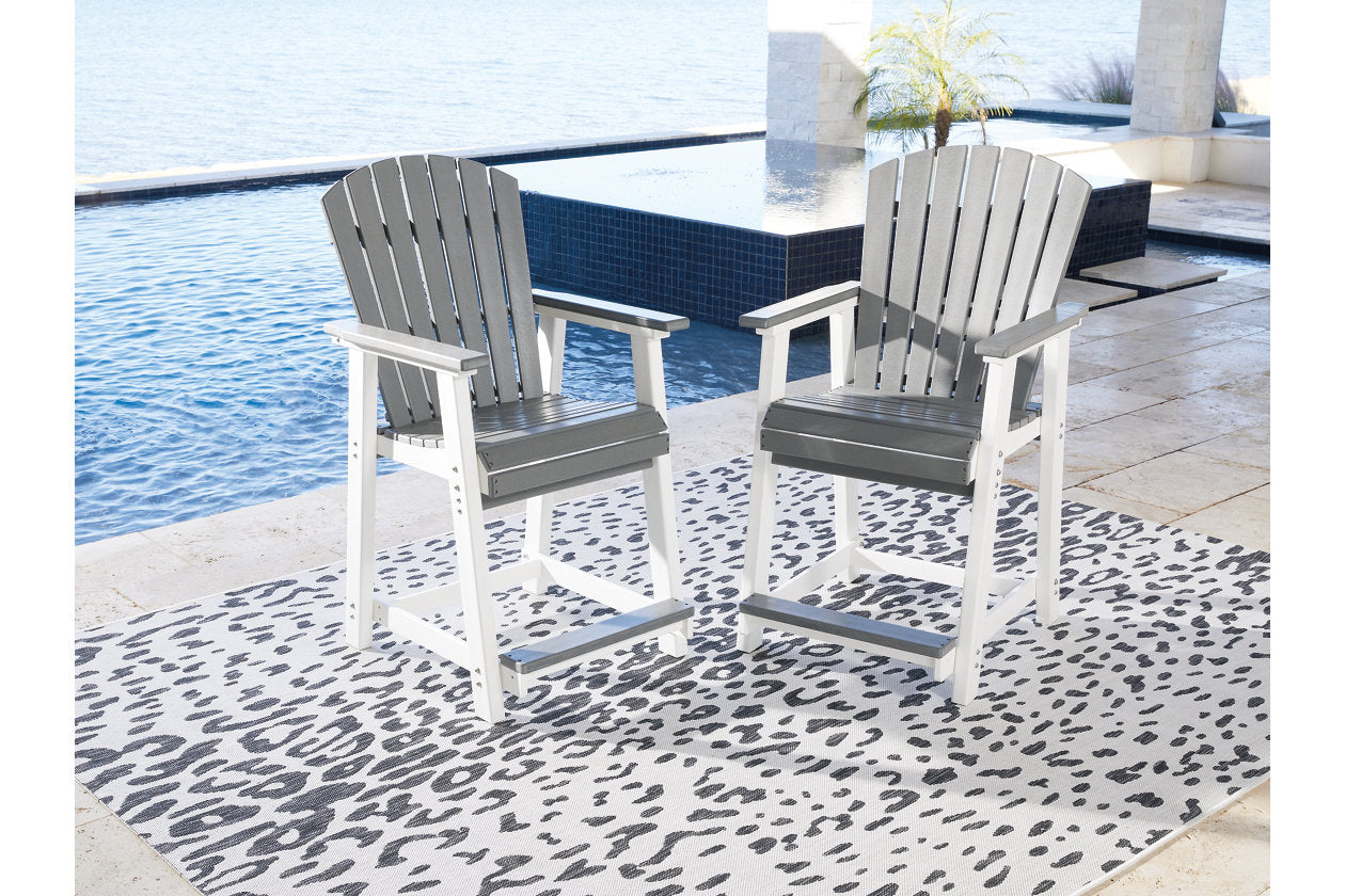 Transville Gray/White Outdoor Counter Height Barstool -  Ashley - Luna Furniture