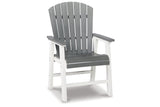 Transville Gray/White Outdoor Dining Arm Chair from Ashley - Luna Furniture