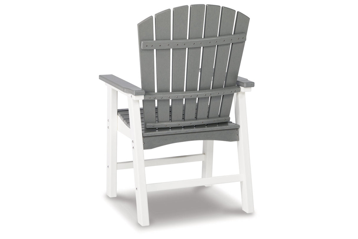 Transville Gray/White Outdoor Dining Arm Chair from Ashley - Luna Furniture