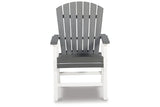 Transville Gray/White Outdoor Dining Arm Chair from Ashley - Luna Furniture