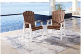 Genesis Bay Brown/White Outdoor Dining Arm Chair -  Ashley - Luna Furniture