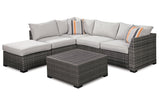 Cherry Point Gray 4-piece Outdoor Sectional Set from Ashley - Luna Furniture