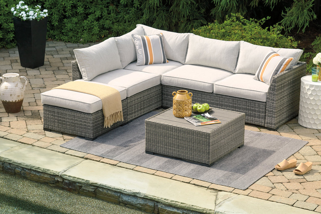 Cherry Point Gray 4-piece Outdoor Sectional Set from Ashley - Luna Furniture