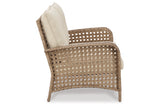 Braylee Driftwood Outdoor Loveseat with Table from Ashley - Luna Furniture