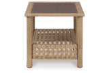 Braylee Driftwood Outdoor Loveseat with Table from Ashley - Luna Furniture