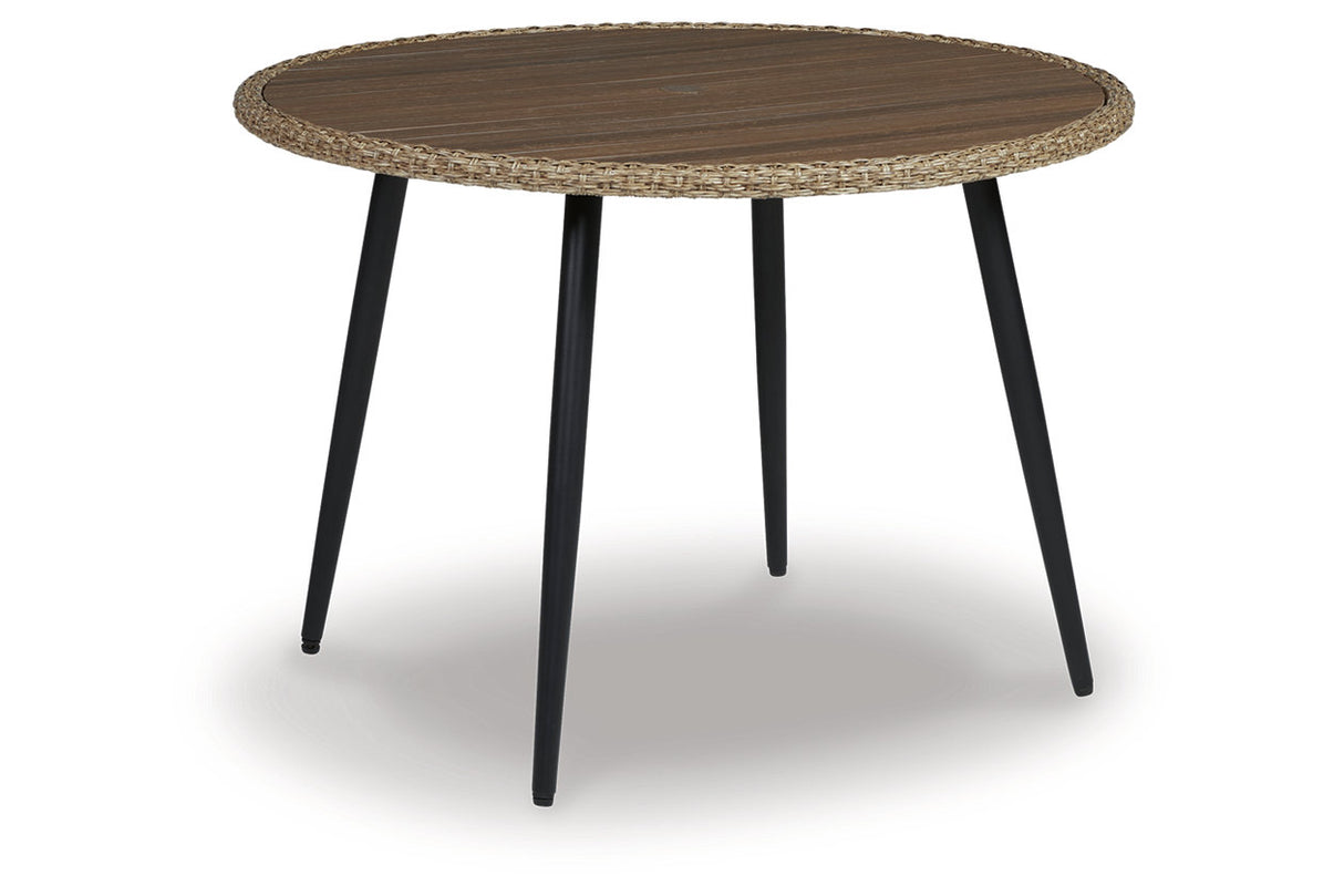 Amaris Brown/Black Outdoor Dining Table -  Ashley - Luna Furniture