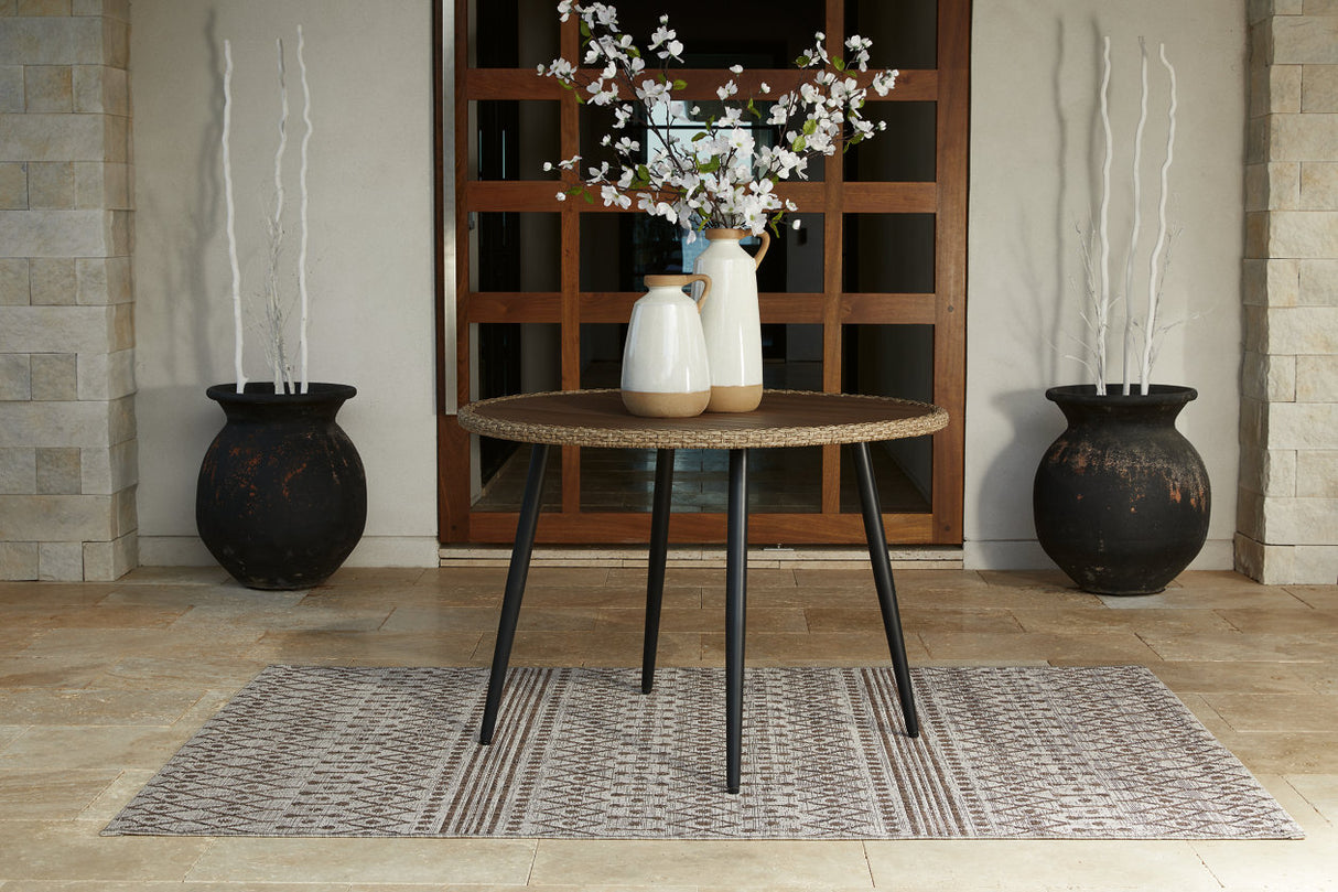 Amaris Brown/Black Outdoor Dining Table -  Ashley - Luna Furniture