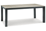 MOUNT VALLEY Driftwood/Black Outdoor Dining Table -  Ashley - Luna Furniture