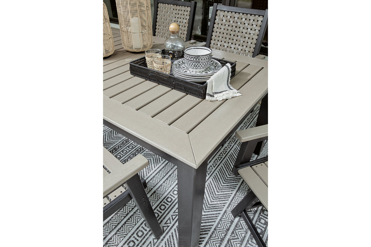 MOUNT VALLEY Driftwood/Black Outdoor Dining Table -  Ashley - Luna Furniture