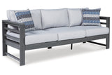 Amora Charcoal Gray Outdoor Sofa with Cushion from Ashley - Luna Furniture