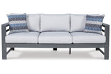 Amora Charcoal Gray Outdoor Sofa with Cushion from Ashley - Luna Furniture