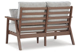 Emmeline Brown/Beige Outdoor Loveseat with Cushion -  Ashley - Luna Furniture