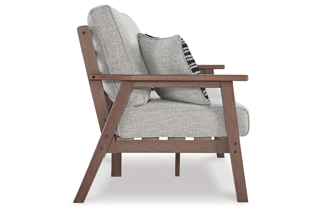 Emmeline Brown/Beige Outdoor Loveseat with Cushion -  Ashley - Luna Furniture