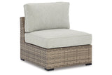 Calworth Beige Outdoor Armless Chair with Cushion from Ashley - Luna Furniture