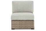 Calworth Beige Outdoor Armless Chair with Cushion from Ashley - Luna Furniture