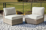 Calworth Beige Outdoor Armless Chair with Cushion from Ashley - Luna Furniture