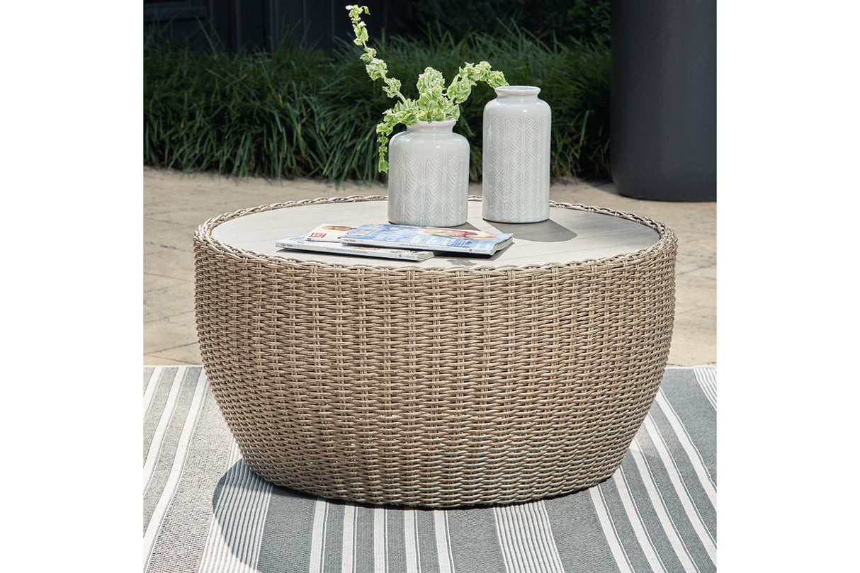 DANSON Beige Outdoor Coffee Table -  Ashley - Luna Furniture