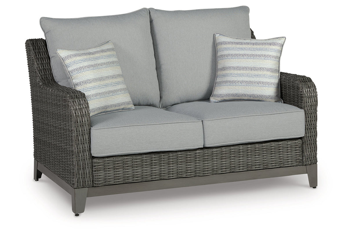 Elite Park Gray Outdoor Loveseat with Cushion from Ashley - Luna Furniture