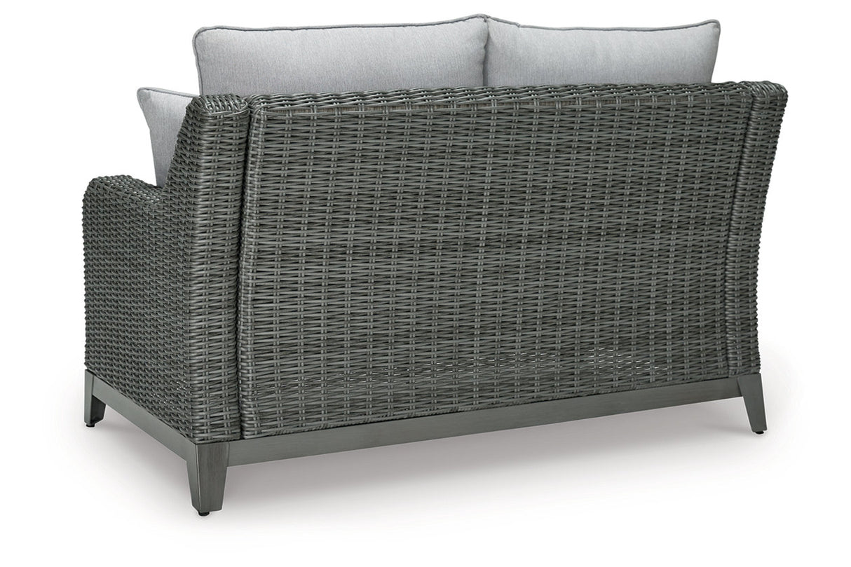 Elite Park Gray Outdoor Loveseat with Cushion from Ashley - Luna Furniture