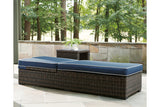 Grasson Lane Brown/Blue Chaise Lounge with Cushion from Ashley - Luna Furniture