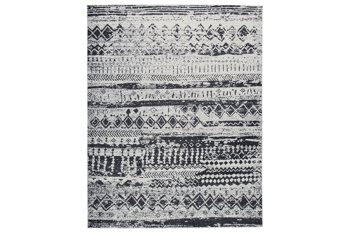 Devman Black/Cream/Gray Large Rug from Ashley - Luna Furniture