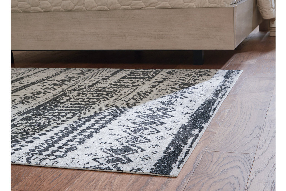 Devman Black/Cream/Gray Large Rug from Ashley - Luna Furniture